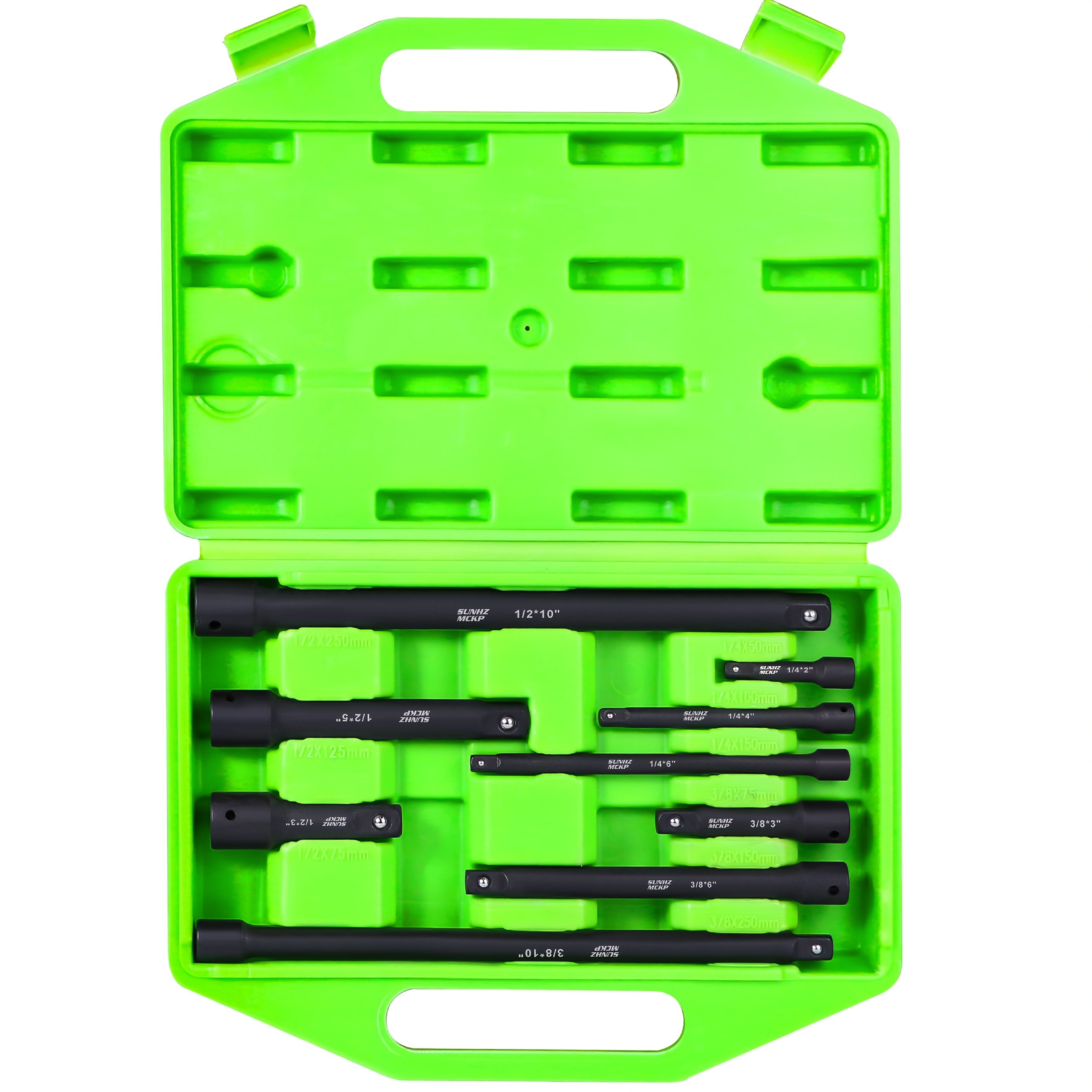 TEMU 9pcs Impact Driver Extension Bar Set - 1/4", 3/8", 1/2" Sizes, Premium Chrome Vanadium Steel With Black Phosphate Finish, Chemical Resistant,