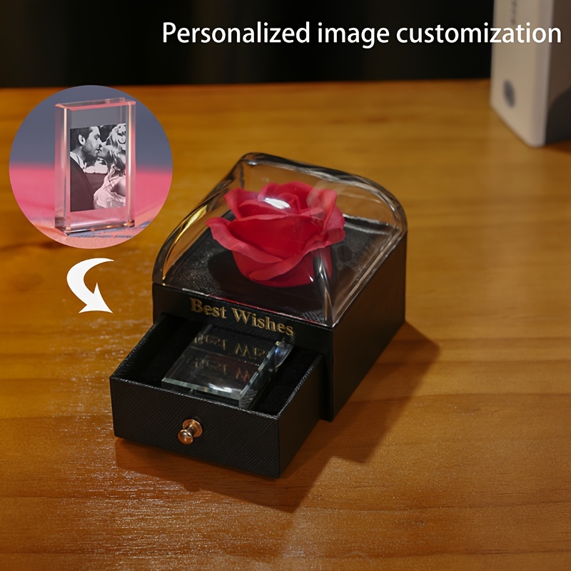 Customized Rose Flower Box Jewelry Organizer, Elegant Storage