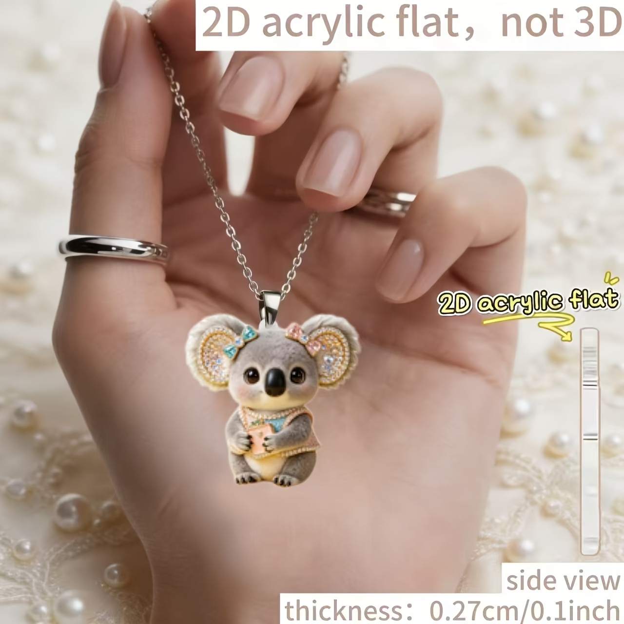 Cute Little Koala Pattern Acrylic Necklace, Unisex