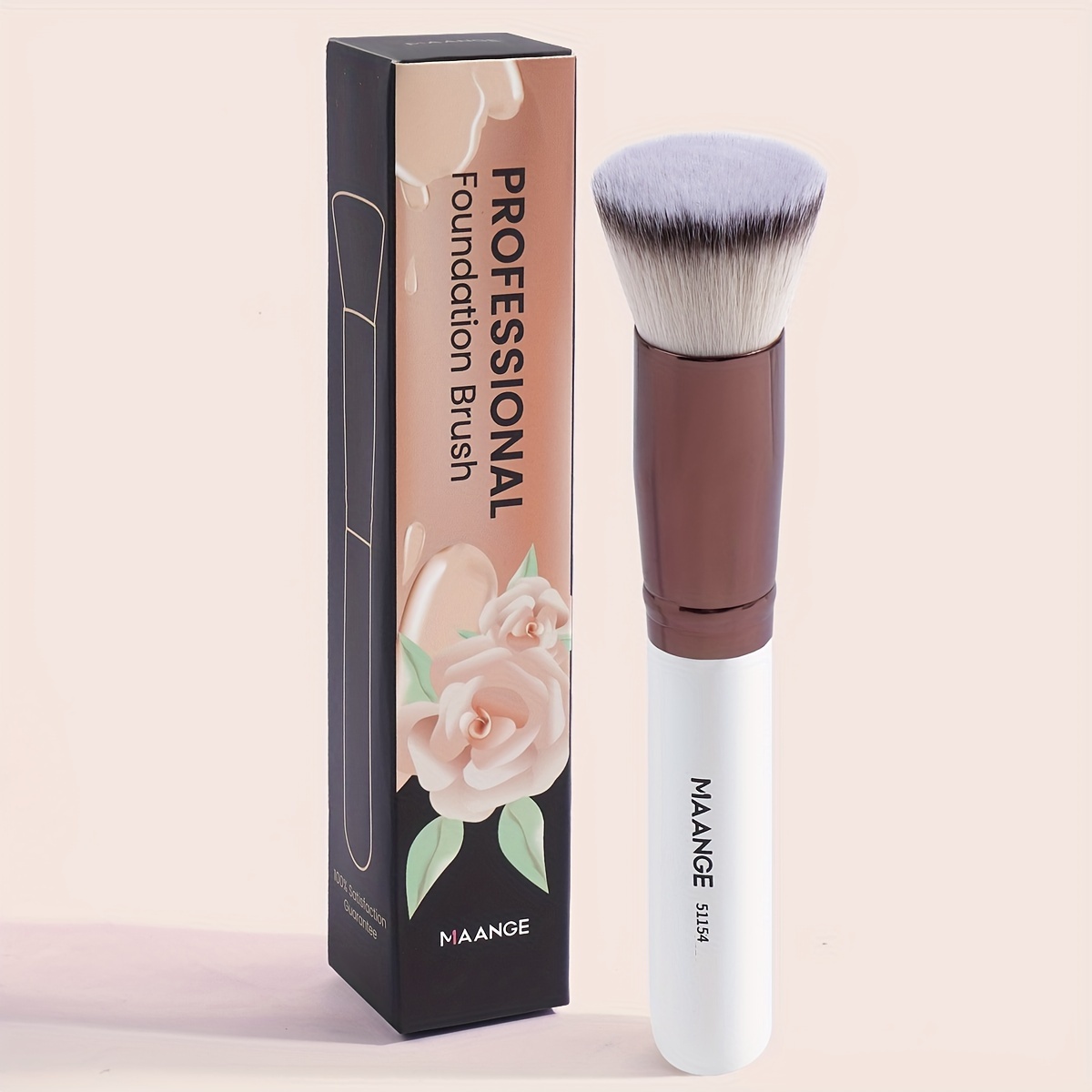 Maange Soft Bristle Foundation Brush - Flat/round Head, Portable & Travel-friendly Makeup Tool For Beginners, Ideal Gift