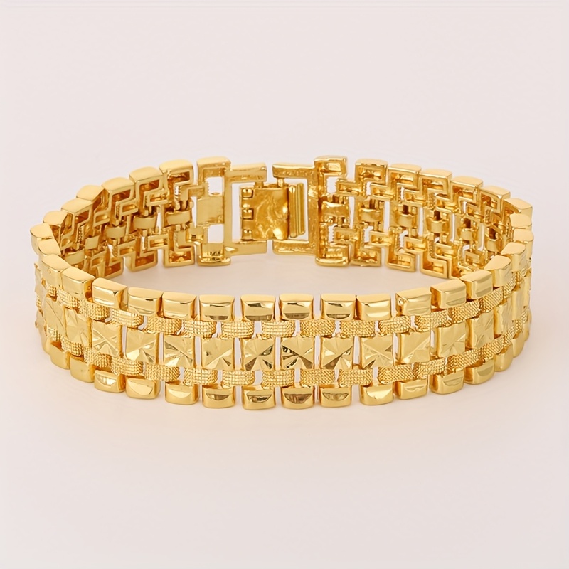 E-shop Neues modisches 18K vergoldenetes Herrenarmband, Uhrenkette, modisches Armband aus reinem Kupfer
