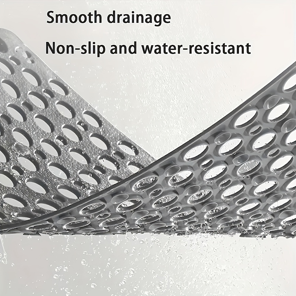 Non-Slip Bathroom Mat with Suction Cups, Quick-Dry Shower Pad with Circular Hole Design, Massage Rings, Ideal for Home and Hotel Bathrooms, Bathtubs - 43x75cm, Gray, Hotel Bathroom Essentials|Massage Bath Mat|Durable Shower Pad, Bath Mats for Bathroom