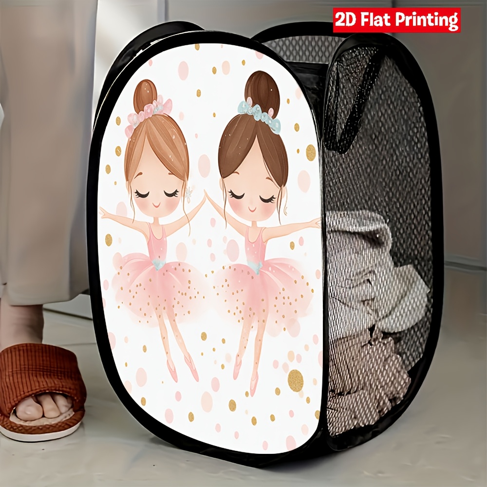 TEMU 1pc Panier à Linge Pop-Up Danseuse de Ballet avec Tutu Rose en - Élégant Rangement Ballerine, Panier à Linge Extensible pour Chambre, Studio de