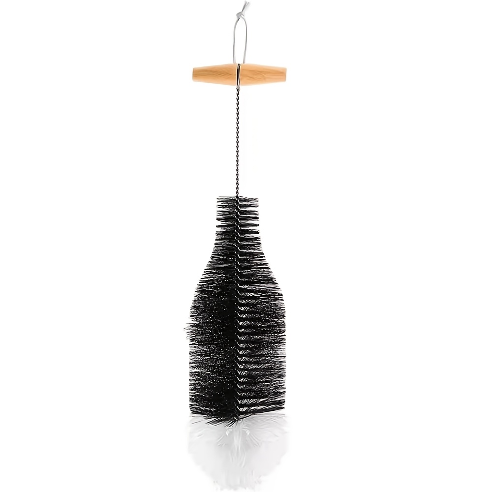 1/2pcs Wood Handle Bottle Brush, Glassware Jar Cleaner, Kitchen Cleaning Tool, Beverage Bottle And Cup Cleaning Brush
