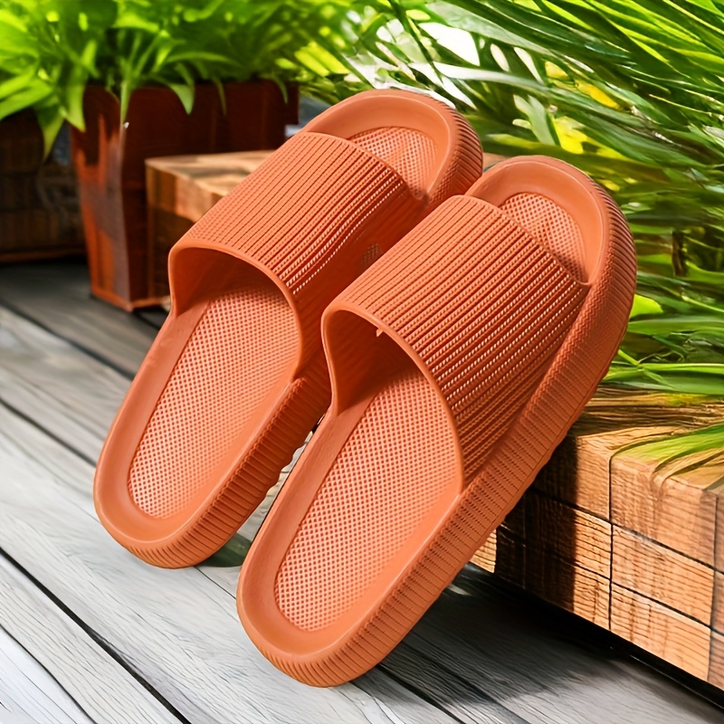 1 Pair Unisex EVA Slippers - Casual Striped Indoor House Shoes, All-Season Comfortable Slip-On Slides with Round Toe, Non-Slip Quick-Dry Bath Slippers, Suitable for Men and Women