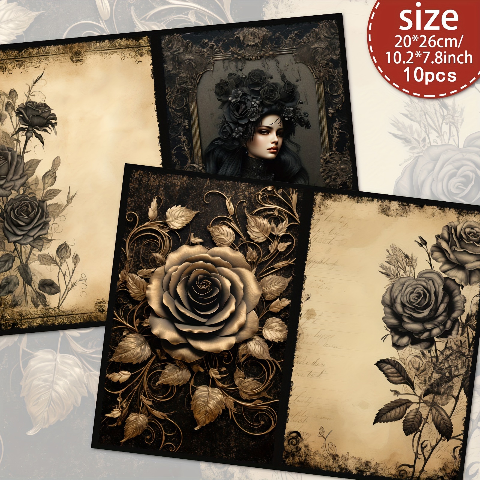 TEMU 10 Sheets A4 Vintage-inspired Scrapbooking Paper Set, Handcrafted Junk Journal And Decorative Craft Paper, Craft Supplies Scrapbooking Supplies,