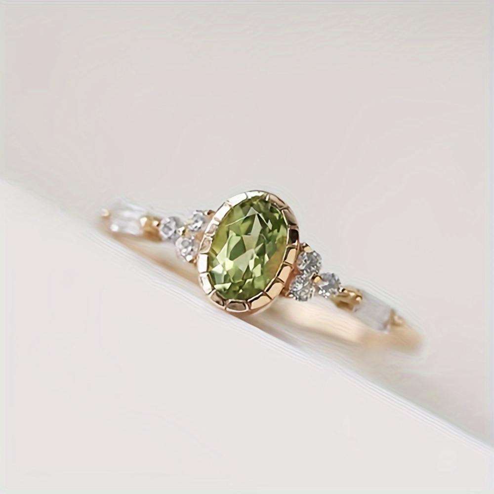 Vintage Oval Cut Yellow Green Synthetic Gemstone Women's Engagement Ring