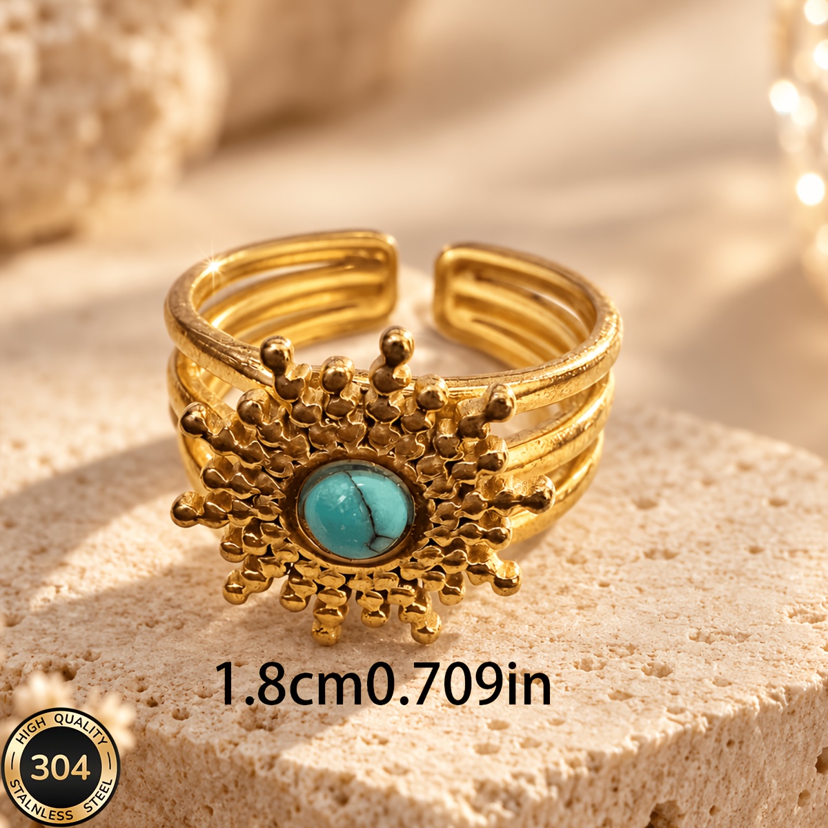 Women's 18K Golden Plated Stainless Steel Open Ring
