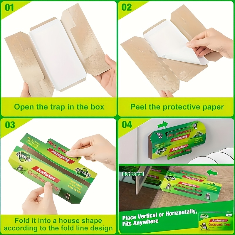 30pcs 25pcs 15pcs 5pcs cockroach traps indoor sticky paper cardboard cockroach house common for kitchen dining room warehouse etc suitable for cockroaches ants   and   crawling pests indoor use no electricity required Product details 2