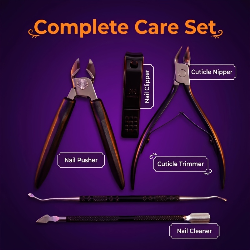 5pcs Complete Nail Care Tool Set with Cuticle Nippers