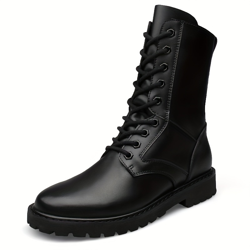 *'s Vintage Casual *-Calf Boots - * Zipper Closure, Rubber Sole & PU Lined, Genuine Leather Upper for Vacation & Casual Attire - Black, Sleek Boot Design