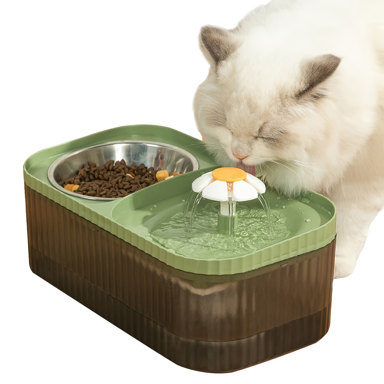 

1pc Premium Automatic Cat Water Fountain With Stainless Steel Food Bowl, Elevated Cat Food And Water Feeder For Indoor Cats/fall