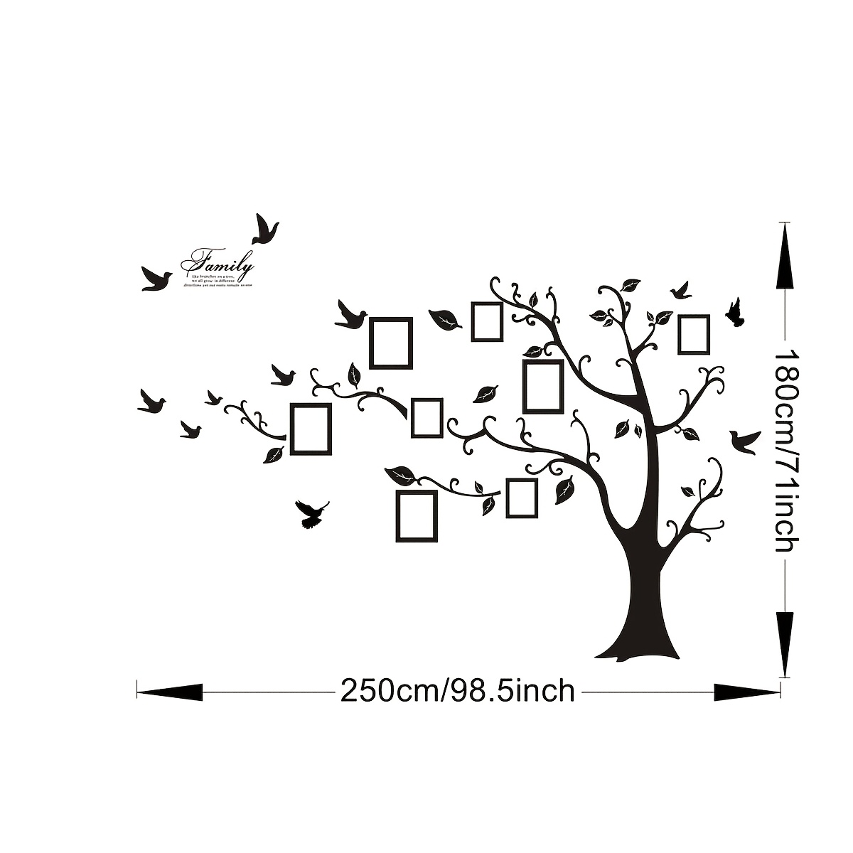1pc, Wall Stickers, Family Tree Wall Decal With Photo Frames, Room Decor, Home Decor, Scene Decor