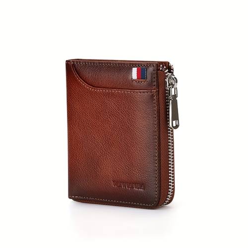 herren-vintage-reißverschluss-geldbörse - hochwertiges leder mit sicherem reißverschluss, mehrere fächer & kartenfächer, kompaktes design für den alltagstragen, , kartenhalter | minimalistisches | robuste nähte