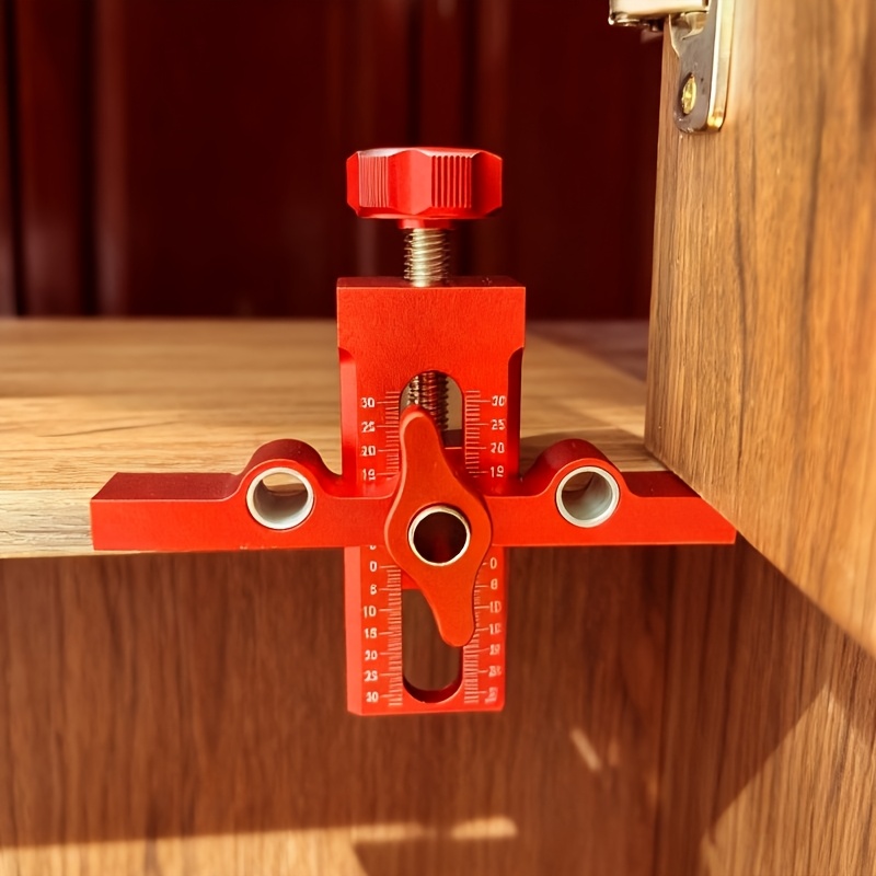 E-shop 3-in-1 Schranktür-Montagehilfe Rückprall-Bohrform – Formstütze 6/8/10, Aluminium-Handwerkzeug, 7-41 mm Klemmbereich, Dual--Skala, rutschfeste