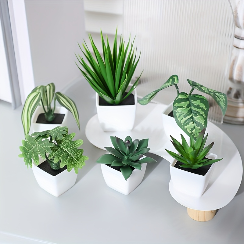 1 set 6pcs artificial green plant mini potted plants combo - Temu