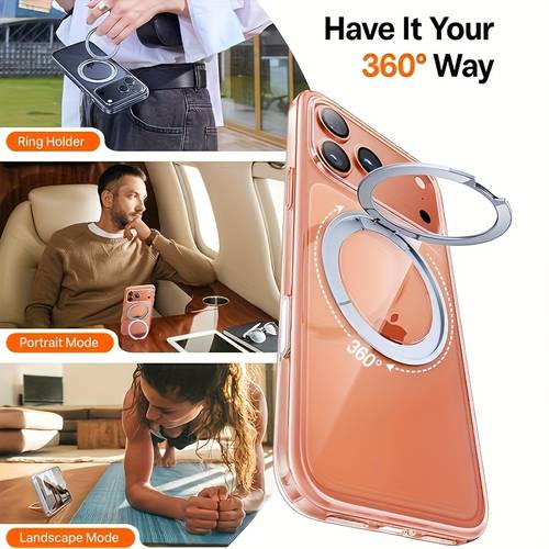 phone case 360 rotating magnetic kickstand case for iphone 17 pro max anti yellowing ultra case with ring holder for coque iphone 17pro body protection camera control compatible magsafe wireless charging support