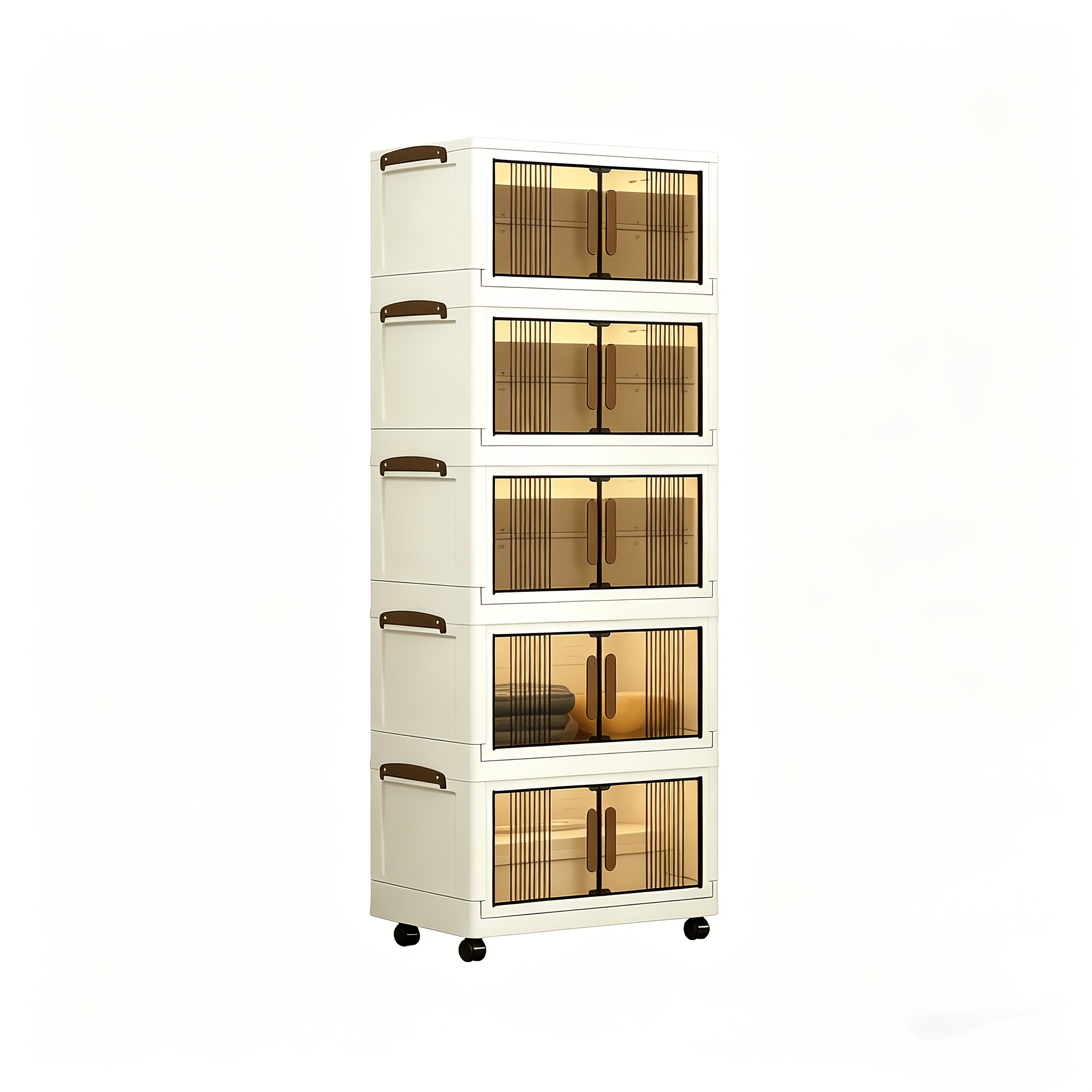 TEMU 29-gallon Extra-large Storage Cabinet, 3/4/5 Layer Foldable Plastic Drawers With Wheels, Transparent Stackable Organizer Box, Suitable For