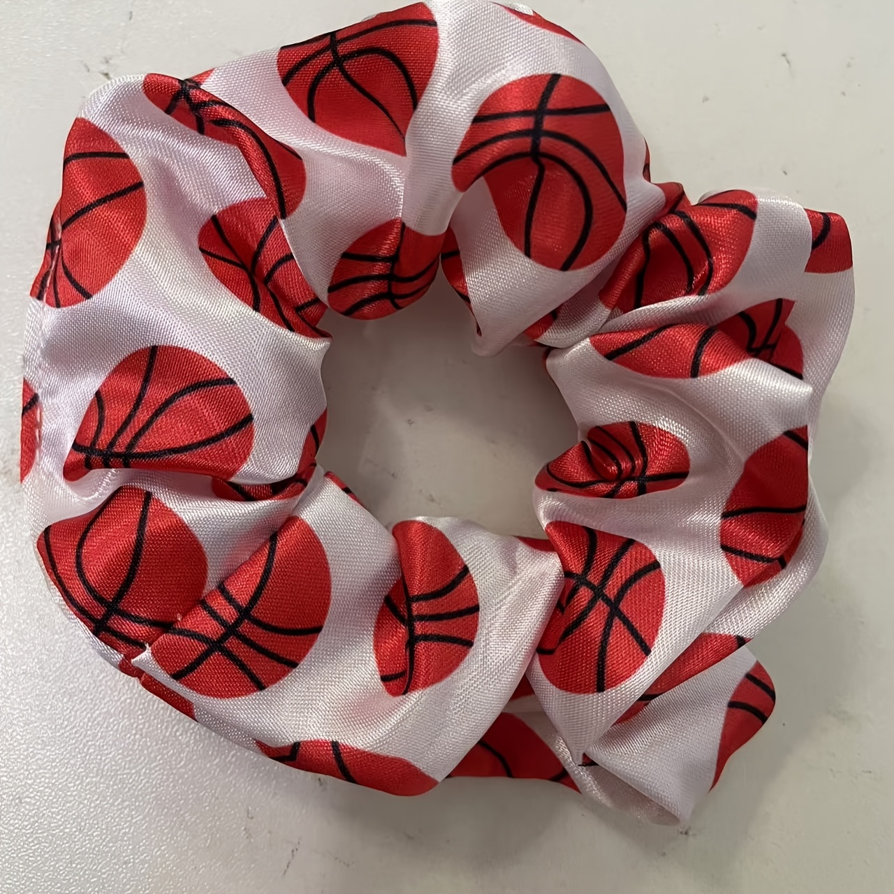 

Chic Basketball Print Scrunchie - Hair Tie For Women & Girls, Soft Fabric Ponytail Holder