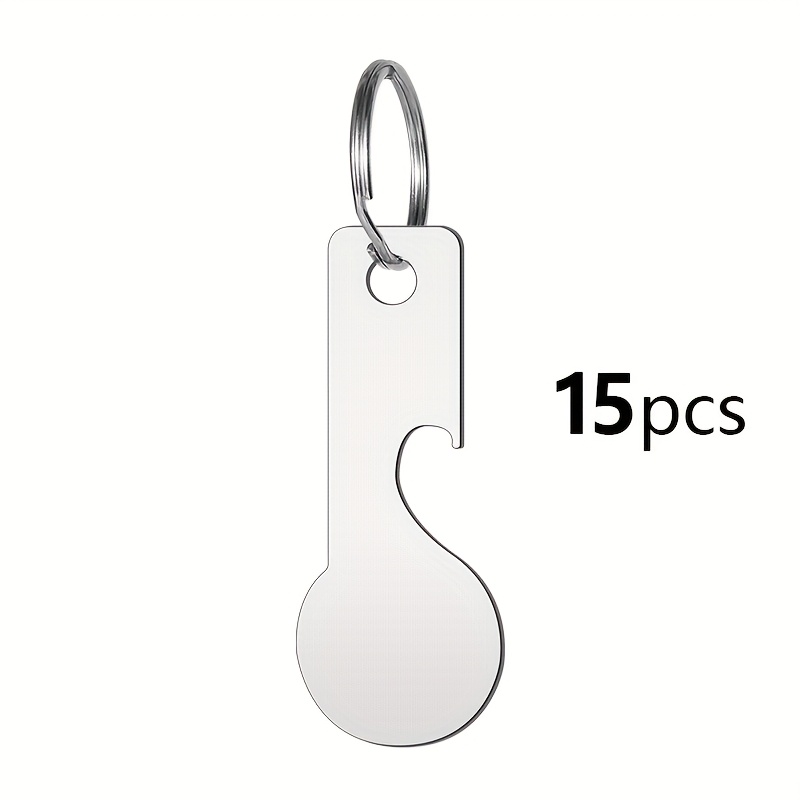Image of 4/7/15pcs Supermarket Cart Token And Bottle Opener 2-in-1, Stainless Steel Keychain Pendant, Durable And Convenient For , Unisex Keychain, Fun Gift, Family Key Ring, Couple Keychain, Portable