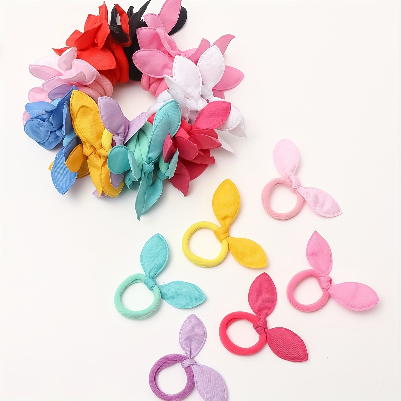 

50pcs Assorted Scrunchies Set - Ear , Mixed , Polyester Towel , , & Accessories For (15+)