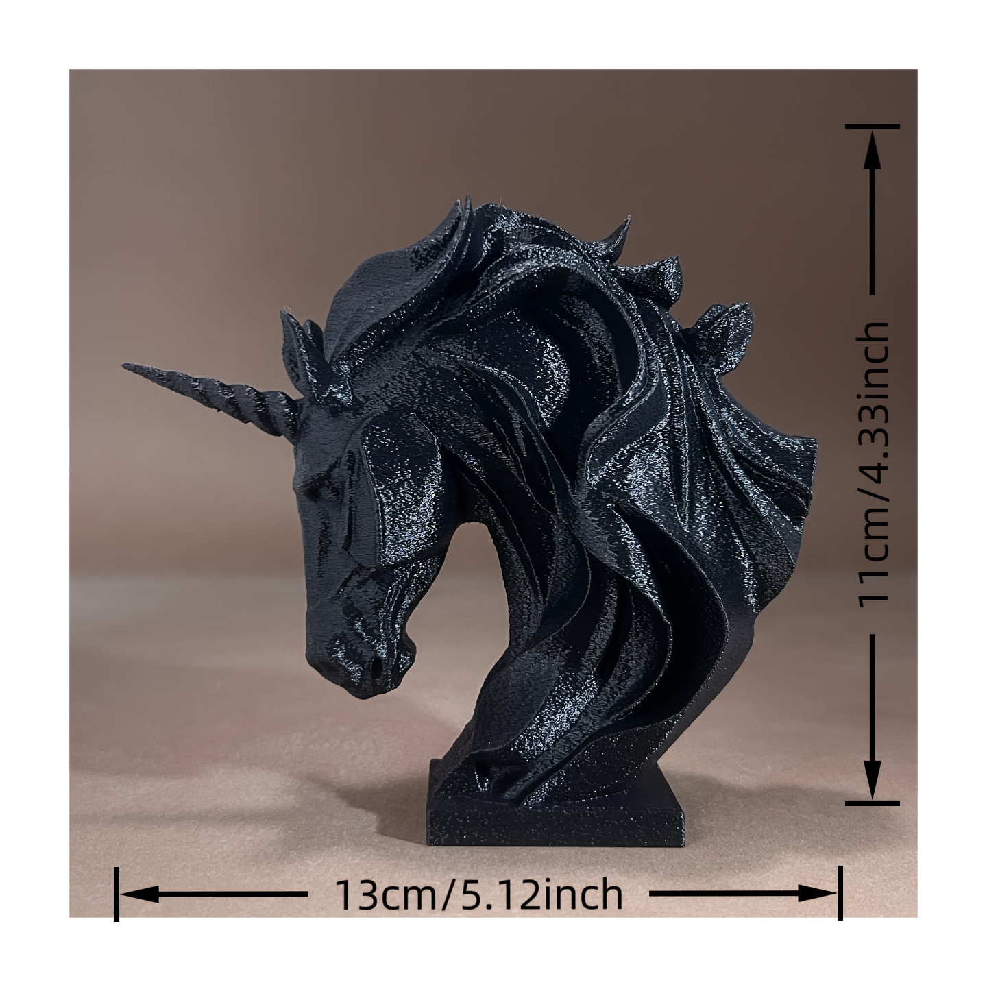 TEMU 1pc 3d-printed Unicorn Head Statue - Minimalist Diy Paintable Unicorn Horn Figurine, Durable Plastic Desktop Decor Suitable For Home, Garden,