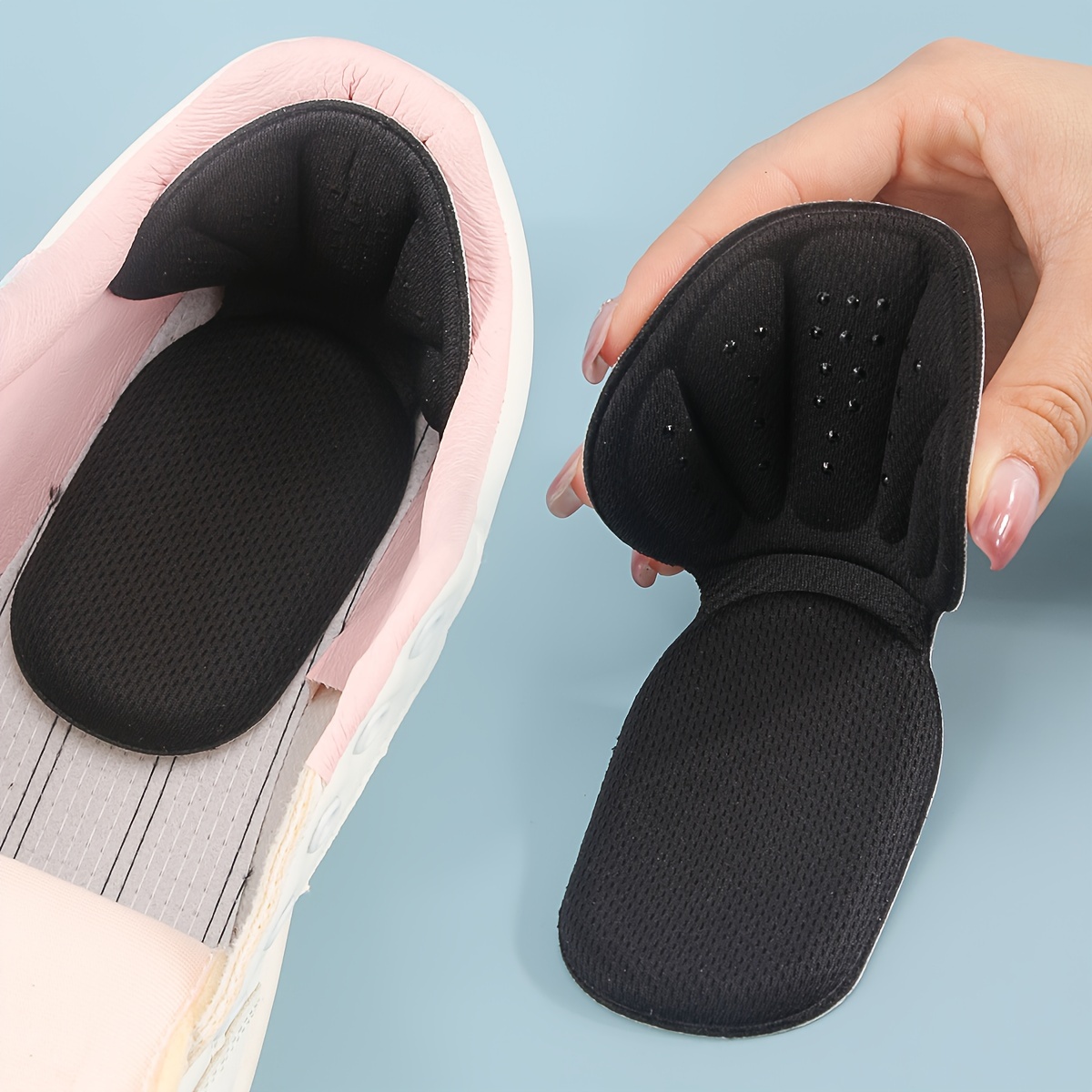 1 Pair TPE Heel Cushions & Cups - Anti-Slip Letter Detail Heel Pads for Foot Protection, Soft Comfortable, Breathable, Shock-Absorbing, Height Increase Inserts for High Heels and Sneakers