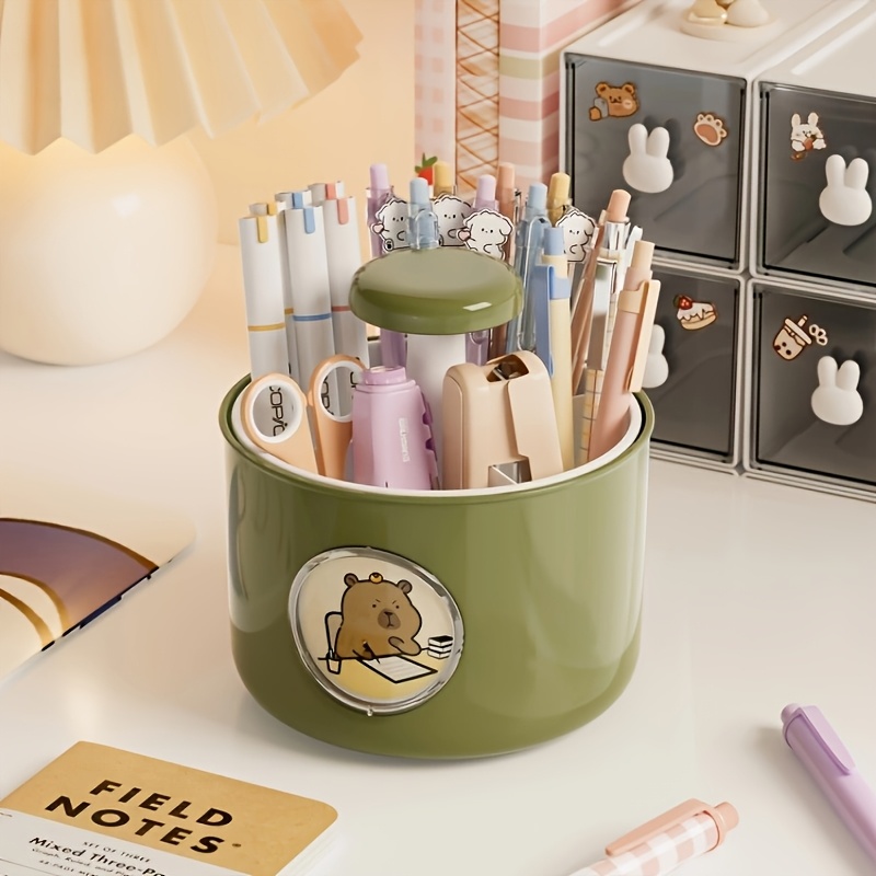 Portapenne Capybara In Mattoncini Micro Con Decorazione Burger – Set Di Costruzione DIY, Organizzatore Scrivania Regalo Creativo Per Bambini E Adulti