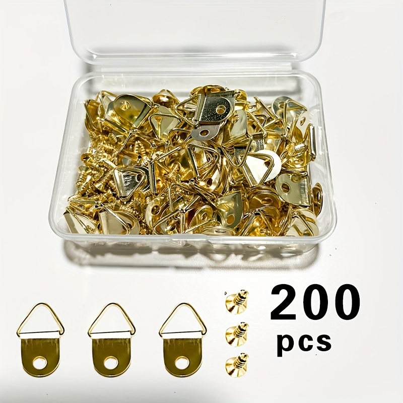 200-pack: 100 Hooks + 100 Screws. Triangular Metal Picture Hangers With Screws, Small Wall-mounted Frame Hooks For Artwork Display, Small Hanging Rings, Small Hooks, Utility Hooks