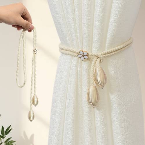 2 pièces, attaches de rideaux florales avec cordon ajustable, style moderne élégant et simple, pas de perçage ni dinstallation , inclut 2 pièces par pack