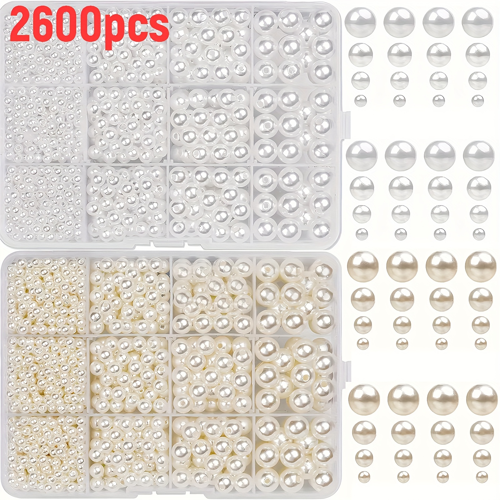 E-shop 2600 Stück/1300 Stück QYWCTZ Böhmische Bienenperlen mit Löchern - Weißbeschichtete Bienen-Themen DIY Perlenzubehör (4/6/8/10 mm) für