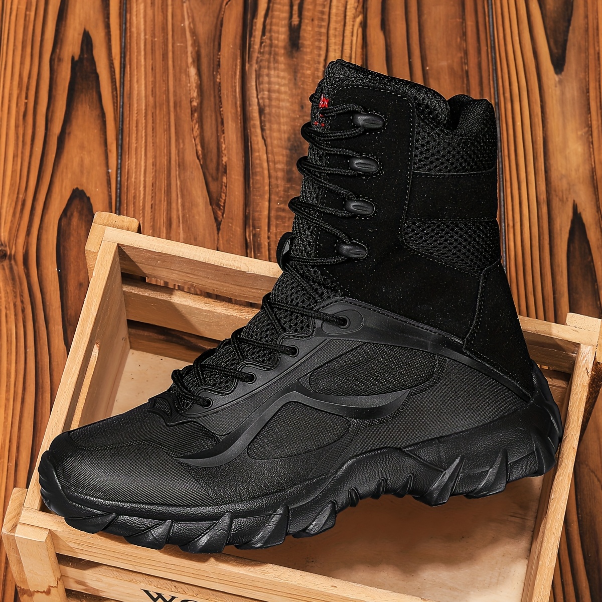 herren taktische khaki high-top stiefel, leichte atmungsaktive