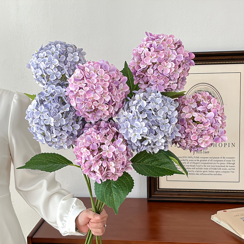 4pcs set giant artificial hydrangea flowers with leaves 25 98 inches room tabletop decor ideal for valentines day bachelorette parties wedding engagement scenes birthday gifts new year housewarming christmas season
