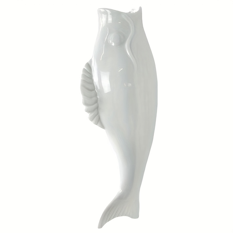 Image of 1pc Minimalist -mounted Ceramic Stereoscopic Goldfish Vase For Dining Room, Living Room, Hotel, Bedroom, Or B&b Floral Arrangement Wall Hanging Decoration ( Not Included)