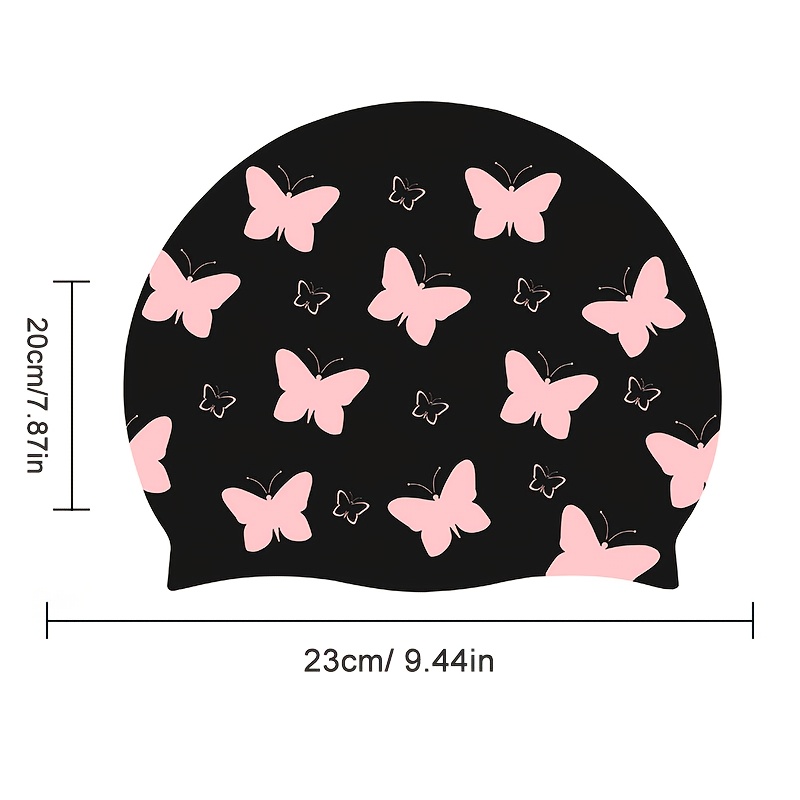 Comfortable Extra-Large Silicone Swimming Cap with Butterfly Print