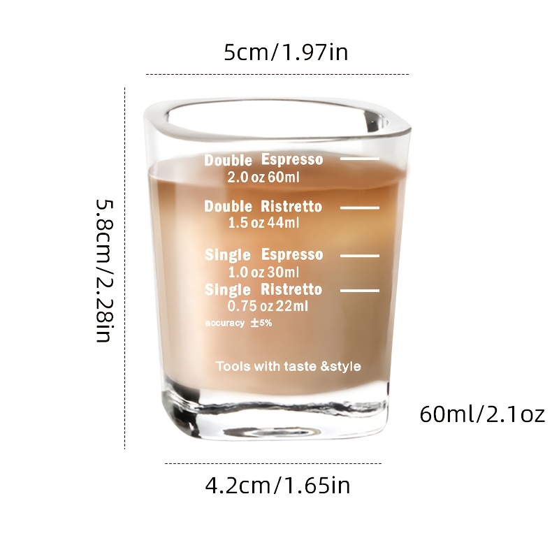 1pc, Thickened Glass Coffee Cup Italian Espresso Shot Measuring Cup 60ml