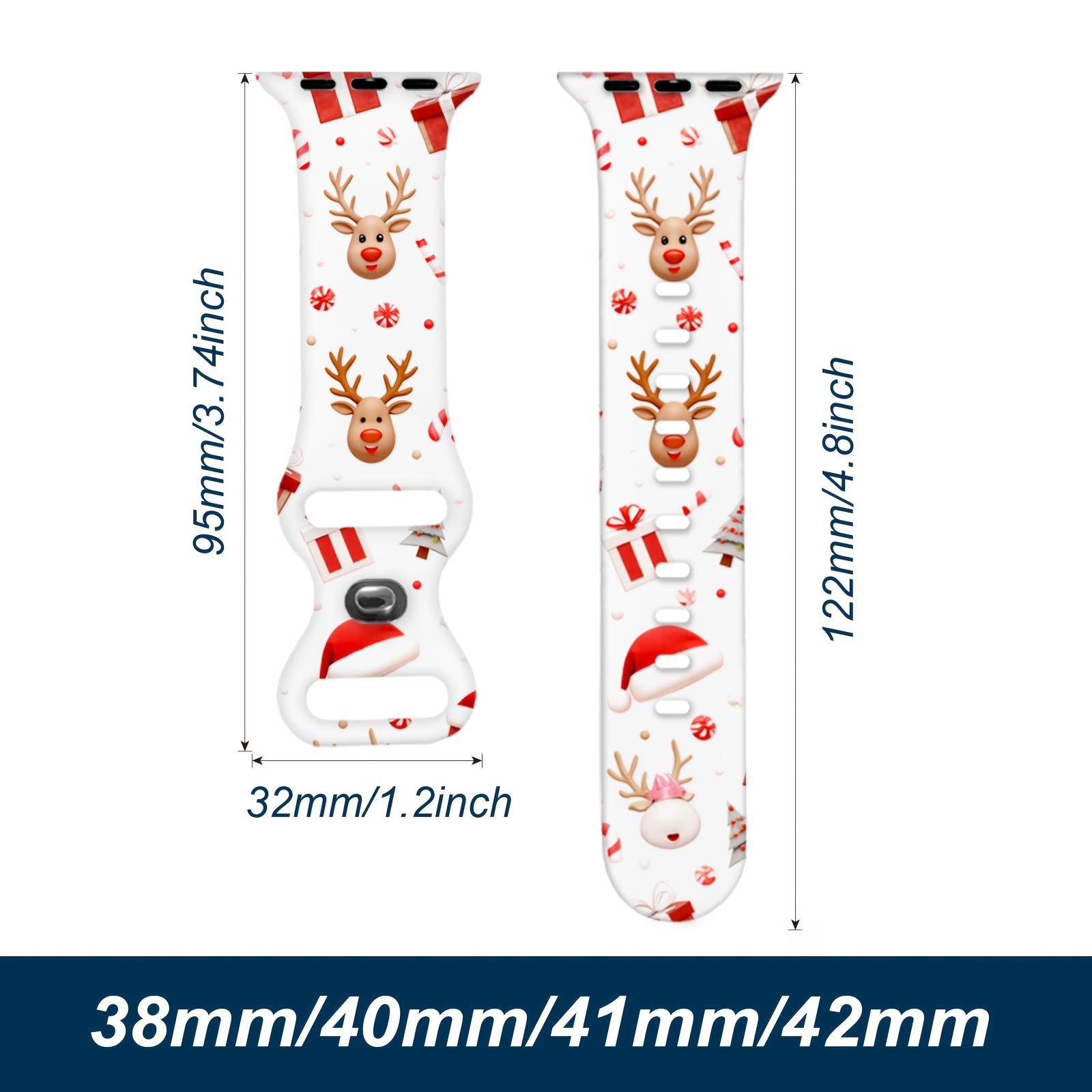 TEMU /9/10 Watch Series 5/6/7 Iwatch Bands Designer For Womens/mans Socks Carol Bands Santa Stars 44/45/46/49mm Xmas Smart Se1/2 Ultra1/2/3 Floral