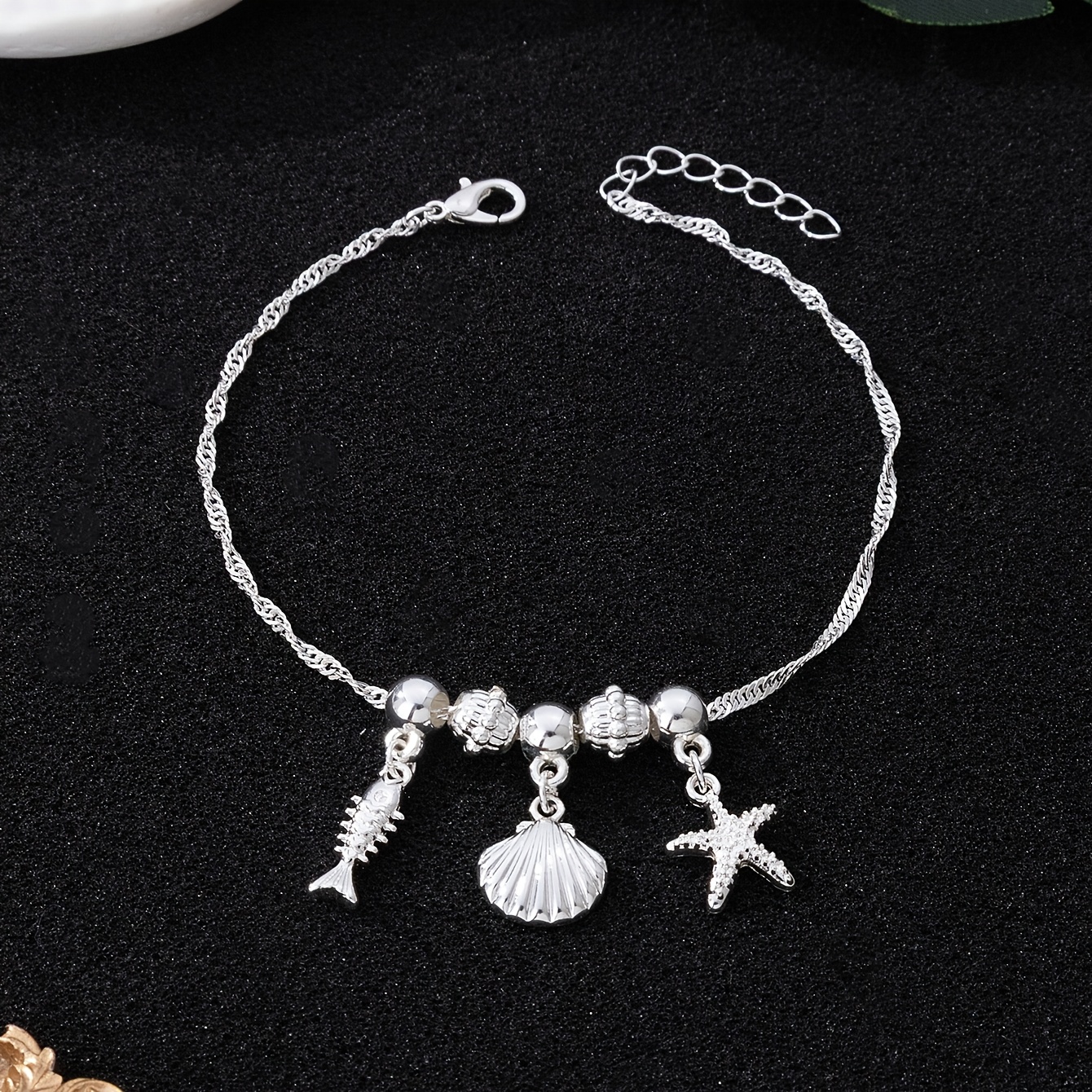 E-shop 1 Stück Modisches Niedliches Ozean-Serie Fußkettchen, Süßes Elegantes Vintage Geometrisches 3D Jugendliches Bohemian-Stil Vielseitiges