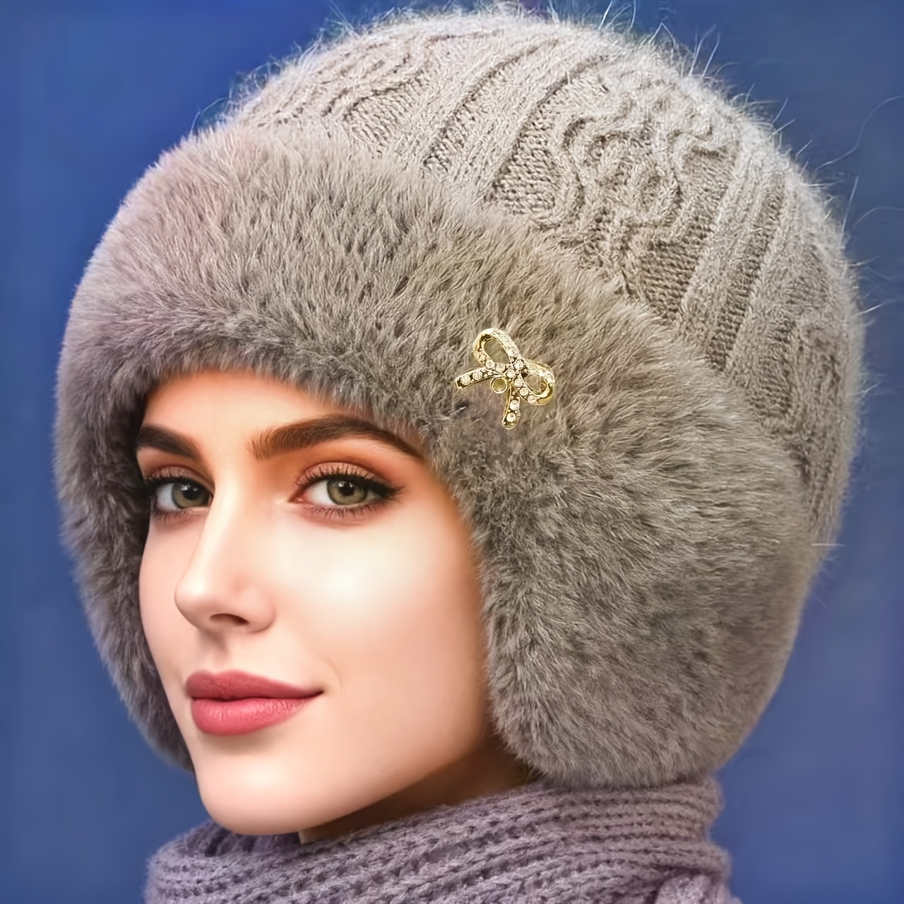 E-shop Neue Herbst-Winter verstärkte gefütterte warme Ohrenschutzmütze für Mittelalte Senioren