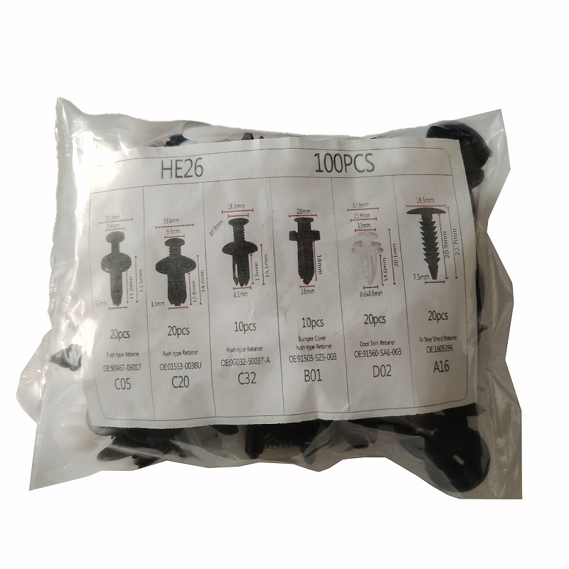 TEMU /190pcs Bumper Clips Car Clips Plastic Rivets Fasteners Push Retainer Kit Most Popular Sizes Pin Rivets Set - For Gm Ford