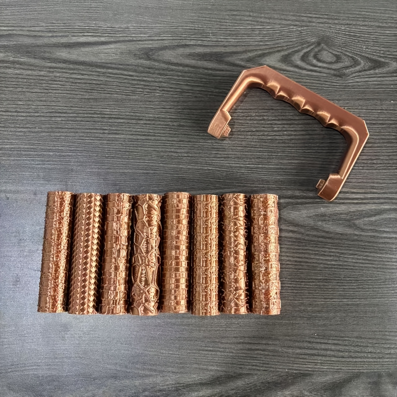TEMU 9pcs Clay Texture Roller Set With Handle, 8 Patterns 3d Printed Miniature Terrain Texture Rollers For Clay, Miniatures, , Pottery (8 Rollers + 1