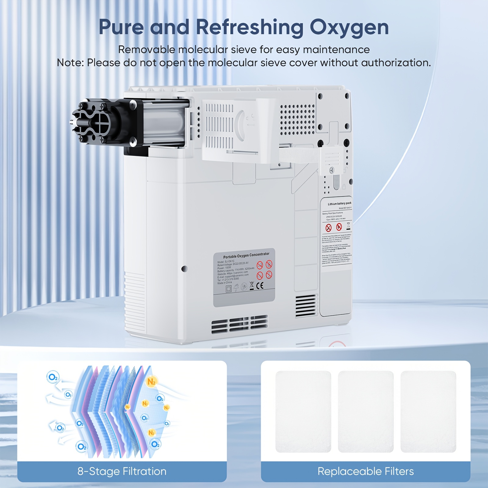 portable oxygen concentrator high 90 concentration multiple charging options 6l adjustable   oxygen generator machine with backpack for travel use Product details 5