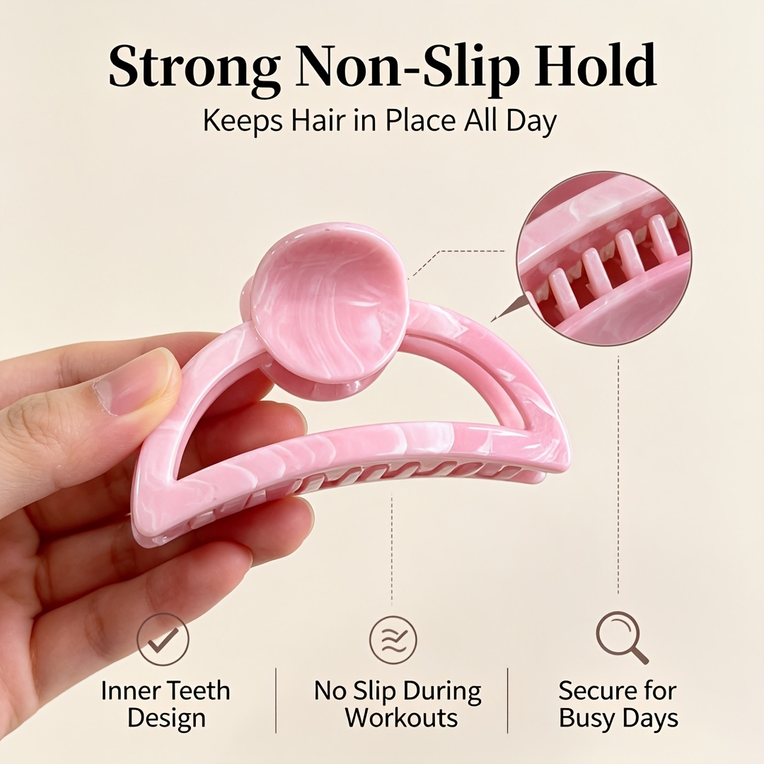 2pcs Textured Flat Dragonbone Hairpin, Medium Half-Round Clip