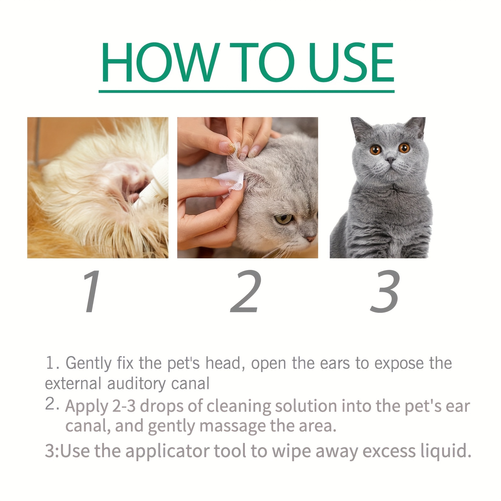 Ear Cleaning Solution for Cats and Dogs - Gentle Ear Wax Removal with Plant Extract Formula, Keeps Ear Canals Clean and , Long-Lasting Protection, Pet Ear Cleaning Care Kit, 4pcs Set
