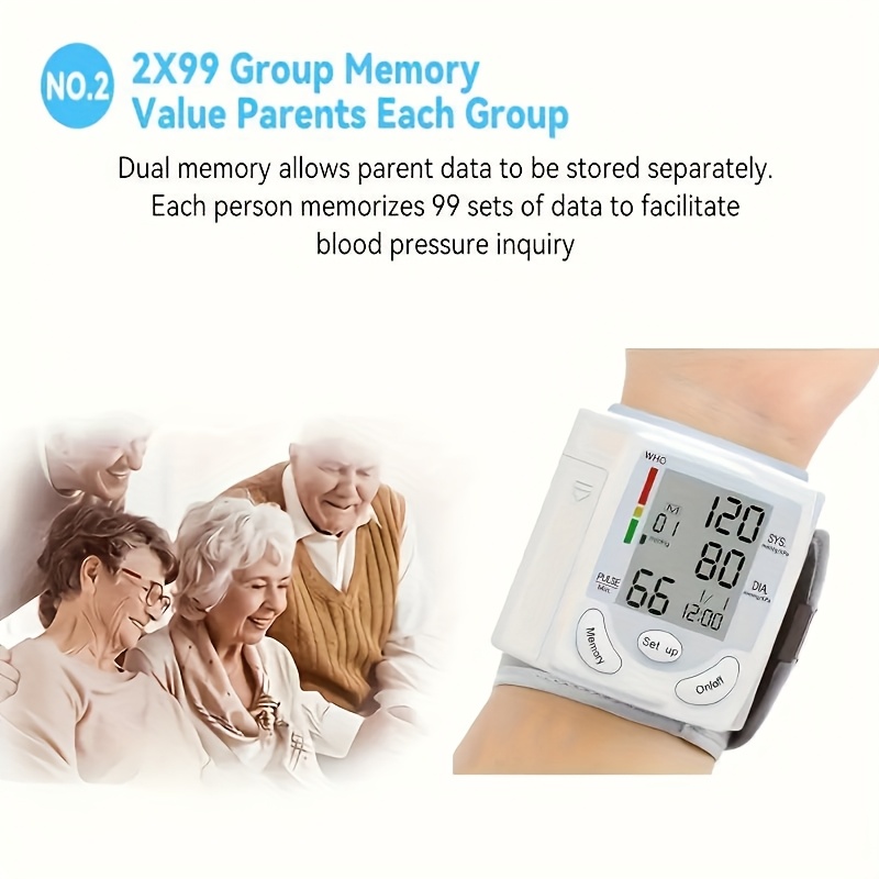 1pc automatic wrist   with large lcd screen adjustable cuff   detection irregular heartbeat alert battery powered batteries not included safe for adults 36v or lower Product details 2