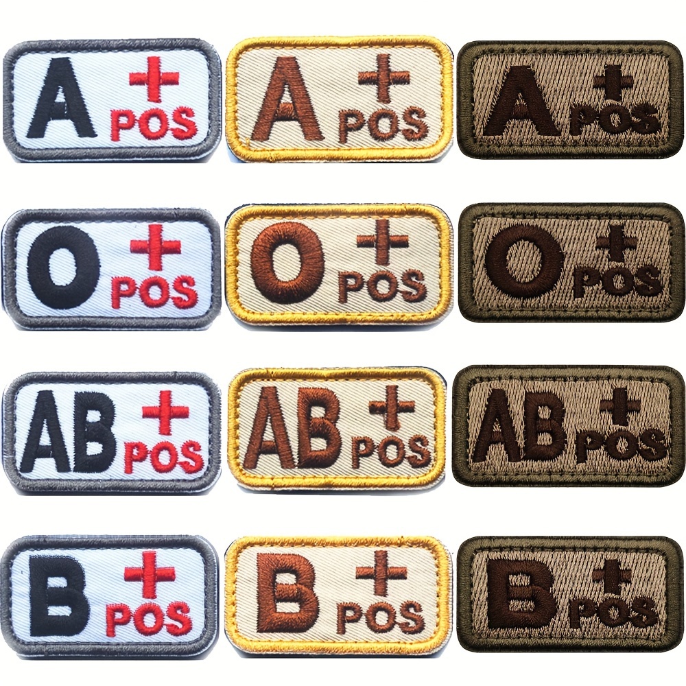 

Tactical Blood Type Patch - A+, B+, Ab+, O+ Positive Hook And Loop Emblem For Outdoor Gear, Backpacks, Clothes, Vests - Durable Polyester