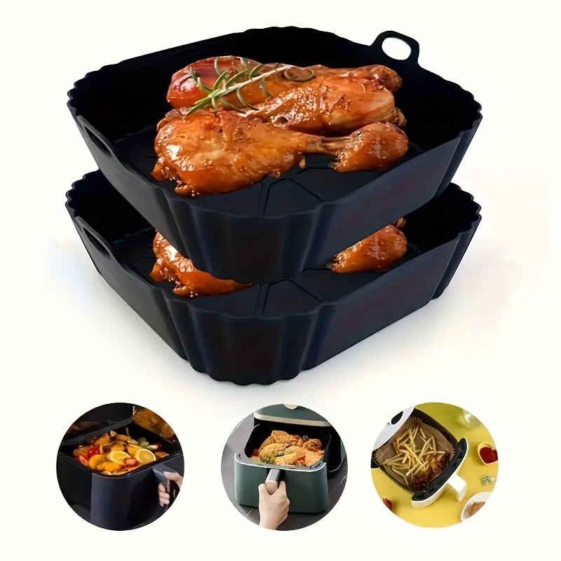 

1pc, Silicone Air Fryer Liner, Foldable Baking Pan, Silicone Fryer Mat, Reusable Non-stick Air Fryer Silicone Basket, Heat Resistant Fryers Silicone Pot Liner For Air Fryer, Kitchen Accessories