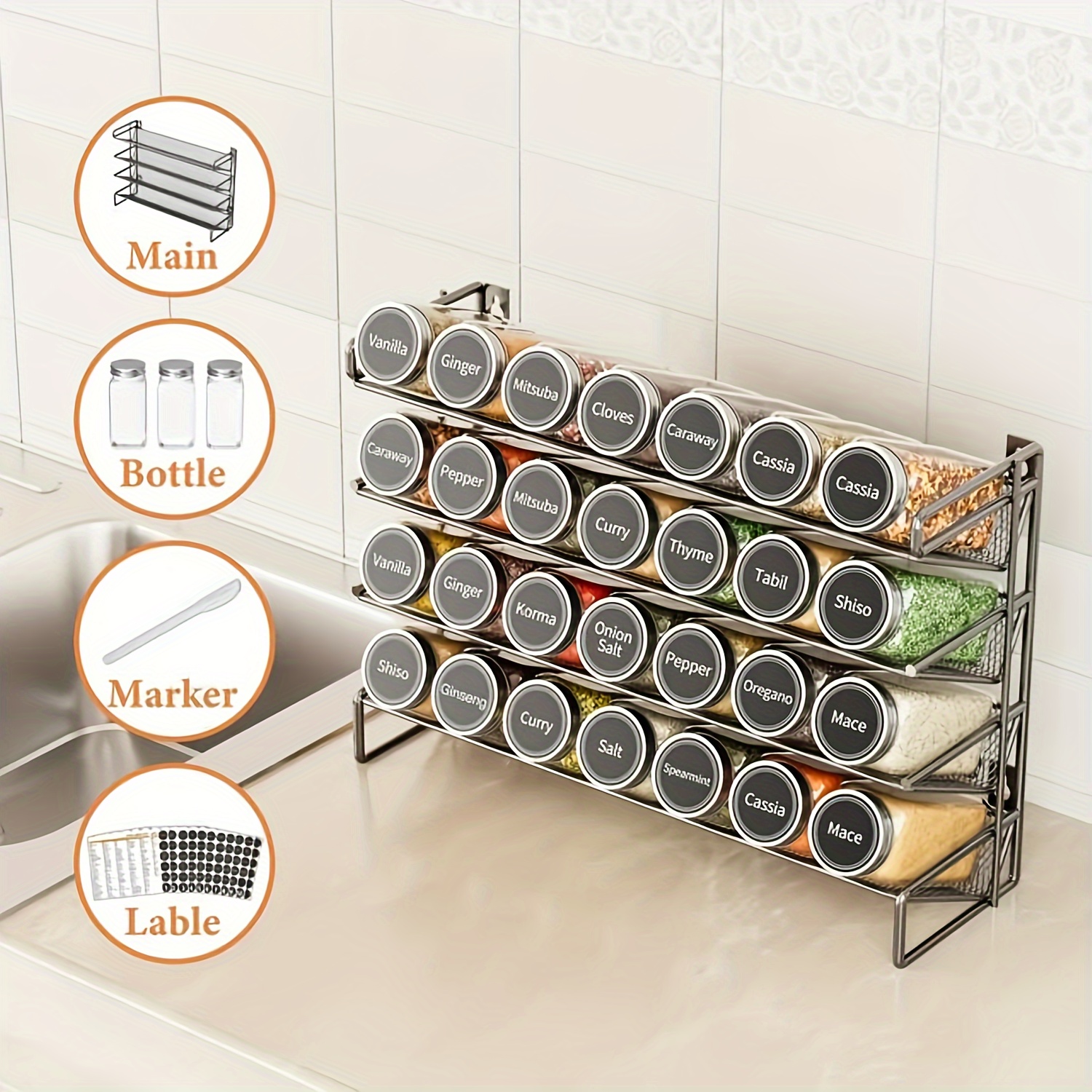 Spice Jars Organizer Kitchen