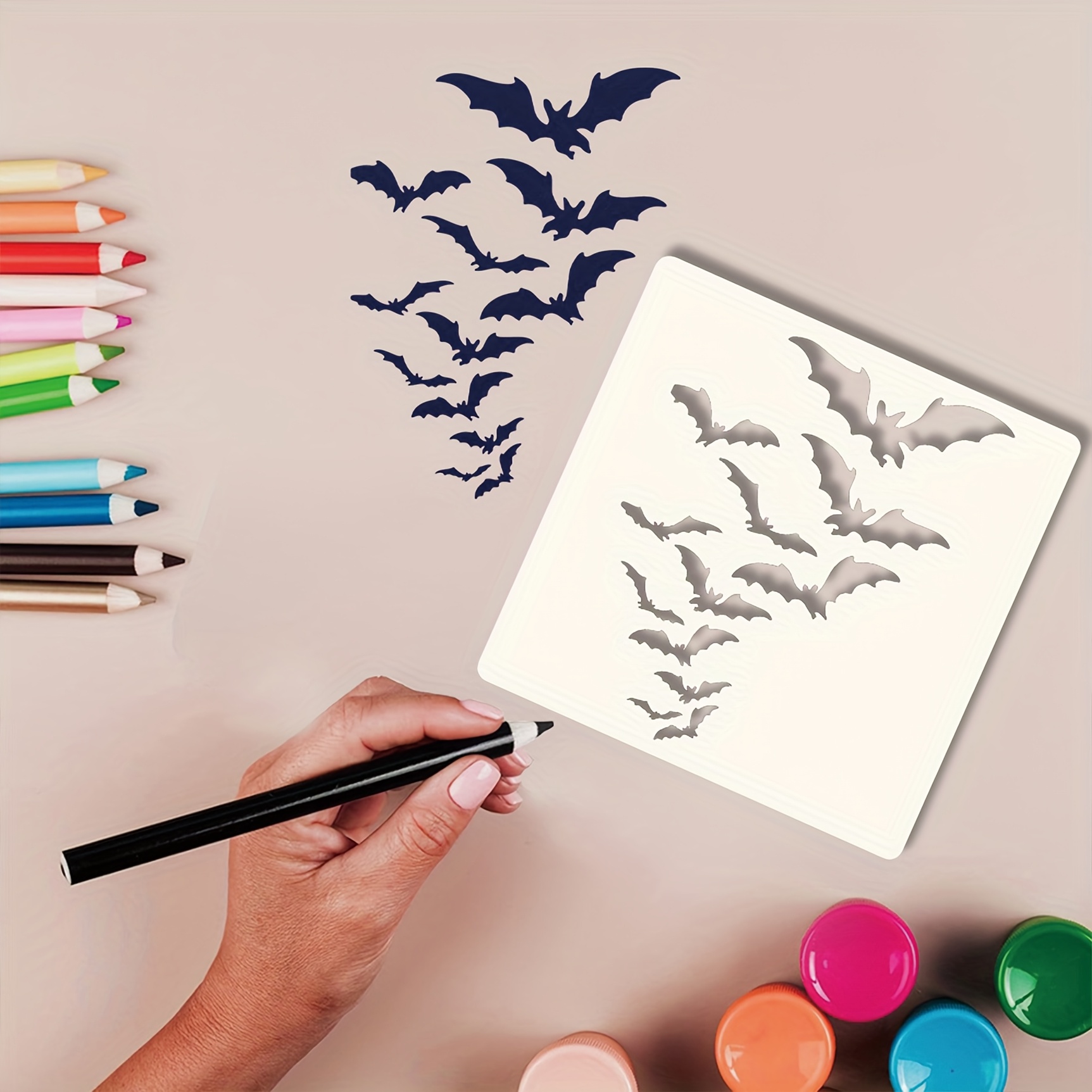 Reusable Bat Painting Stencil for Creative Projects