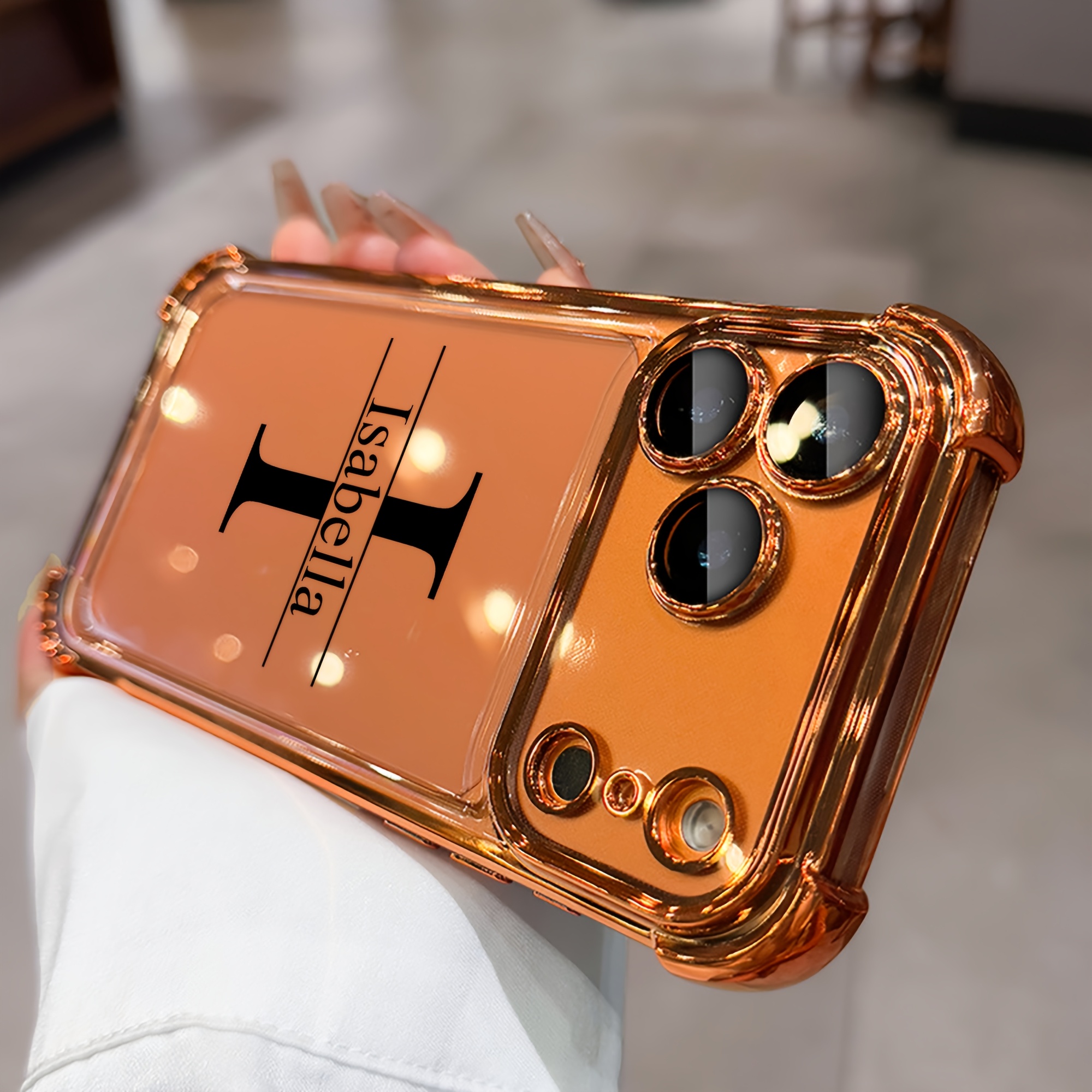 TEMU Phone Case: Electroplate Transparent Phone Case Customized Name Initials Compatible With Iphone 17 Air 16 15 14 13 12 Pro Max Luxury Plating